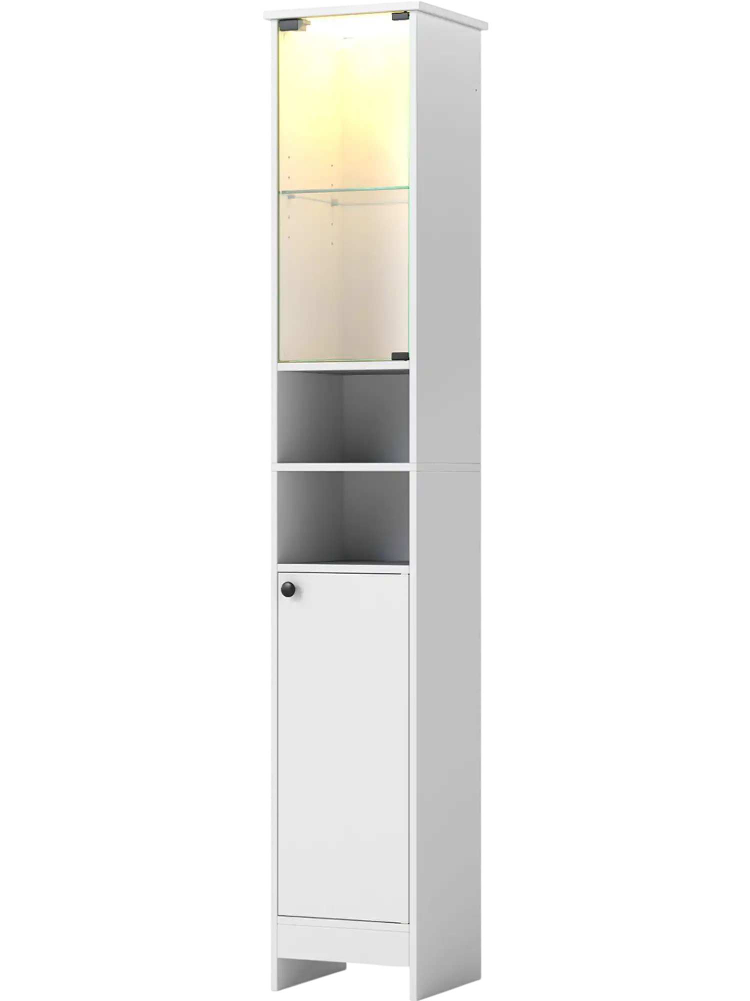 Costway Tall Bathroom Storage Cabinet LED Adjustable Shelves 73726513 New