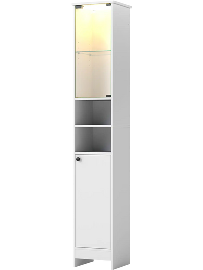 Costway Tall Bathroom Storage Cabinet LED Adjustable Shelves 73726513 New