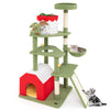 Cute 61-inch Christmas cat tree with sisal scratching posts, condos, and plush perch for playful kittens.