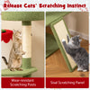 Sisal scratching panel and wear-resistant scratching post on a 61-inch green Christmas cat tree for playful kittens.
