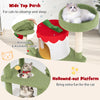 Wide top perch and hollowed-out platform of a 61-inch green Christmas cat tree with removable cushion for playful.