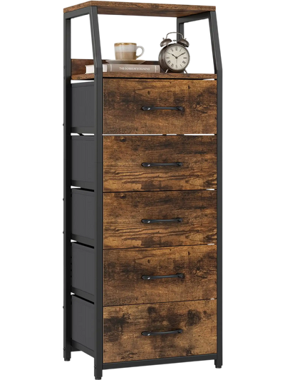 Costway 5-Drawer Tall Dresser 7-Tier Nightstand Chest 56985337 New