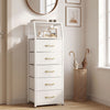 Tall Dresser with 5 Fabric Drawers for Bedroom 7-Tier Nightstand Chest of Drawers-White - Gallery View 1 of 10