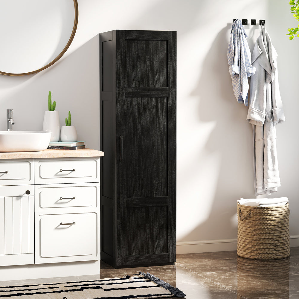 Tall Storage Cabinet with 4 Storage Shelves for Bathroom Living Room-Black - Gallery View 1 of 10
