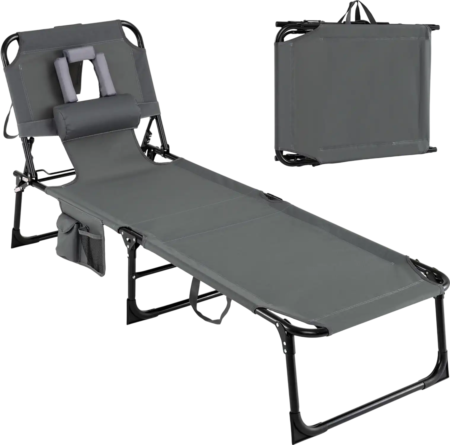 Costway Folding Chaise Lounge Chair 4-Position Adjustable Backrest Patio 53039521 New
