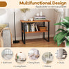 2-tier teak wood end table with open shelves, perfect for living room or hallway, featuring a waterproof surface and.