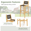30-inch teak wood bar stool with inclined backrest and elevated footrest, perfect for indoor and outdoor use.