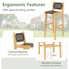 30-inch rattan teak wood bar stool with inclined backrest and elevated footrest, ideal for indoor and outdoor use.
