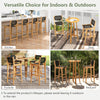 30-inch rattan teak wood bar stool with backrest and footrest, ideal for kitchen, deck, poolside, or backyard use.