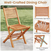Teak wood folding patio chair features a breathable slatted seat and sturdy X-shaped support for outdoor dining comfort.