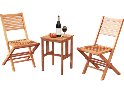 Costway Teak Wood Folding Patio Dining Chairs Set of 2 Slatted Seat Deck 89027398 New