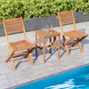 Teak wood folding patio chairs set of 2 with slatted seats, perfect for poolside relaxation and easy storage.