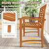 Teak wood outdoor garden bench with slatted backrest, sturdy construction, and anti-slip foot pads for patio use.