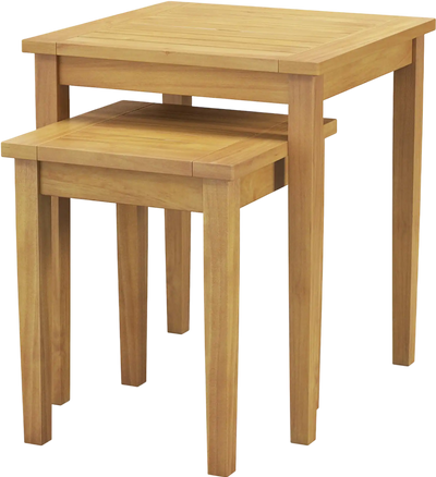 Costway Teak Wood Outdoor Patio Nesting Coffee Table 2-Pc 62819473 New