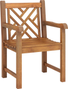 Teak Wood Patio Dining Chair with Slatted Seat Cross-Rhombus Backrest and Solid Legs