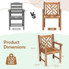 Teak wood patio dining chair with slatted seat, cross-rhombus backrest, and solid legs, ideal for outdoor use.