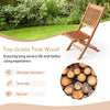 Teak wood patio folding dining chair with slatted seat, lightweight and elegant for backyard or poolside use.