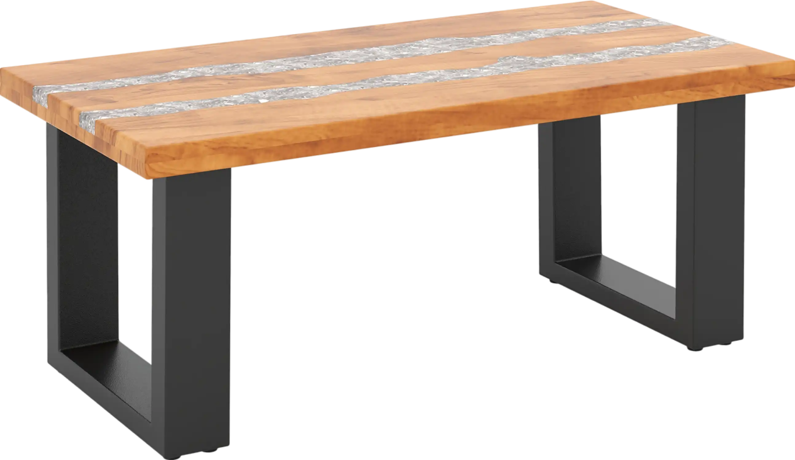 Costway Teak Wood Coffee Table with River Epoxy Tabletop New