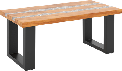 Costway Teak Wood Coffee Table with River Epoxy Tabletop New