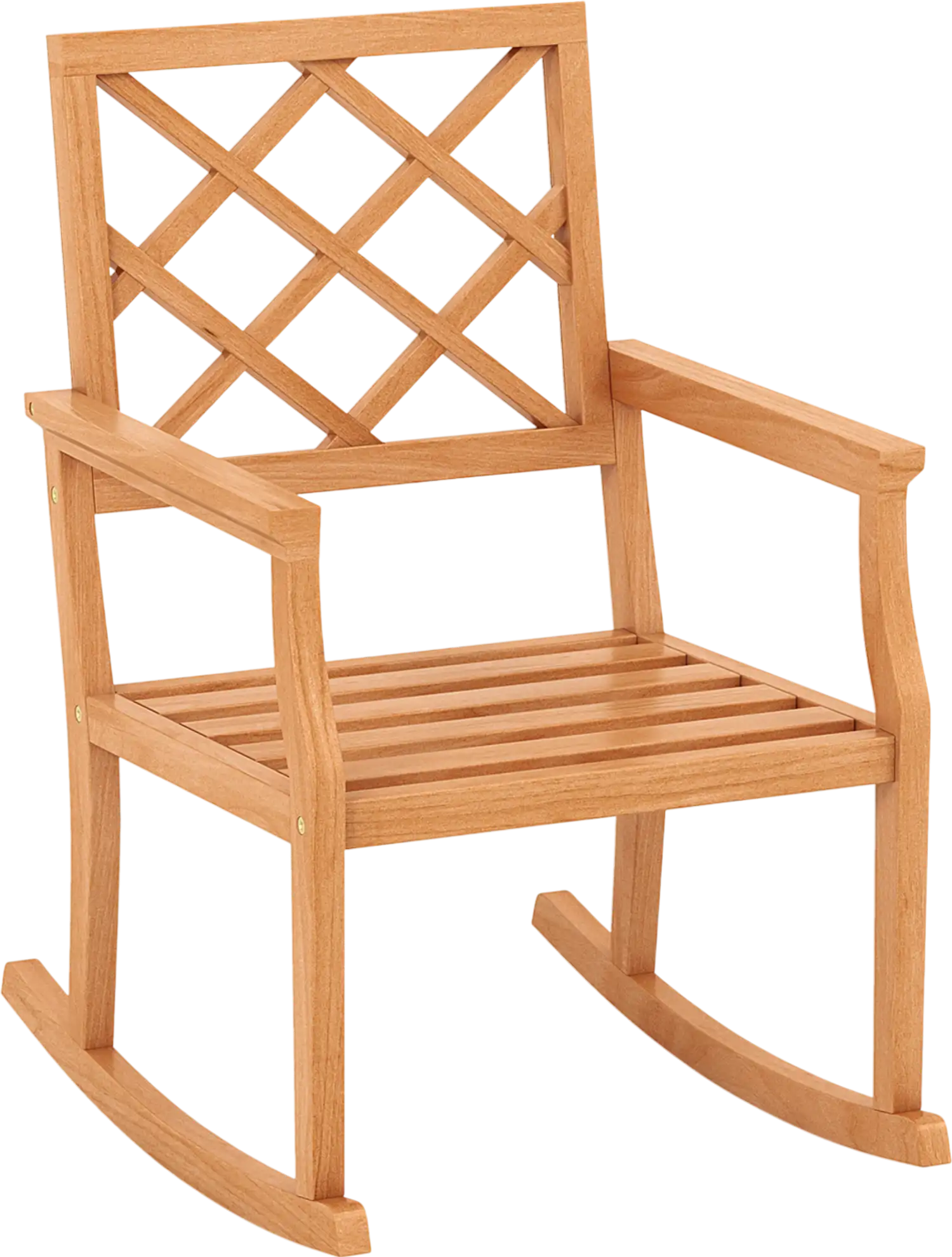 Costway Oversized Teak Wood Porch Rocking Chair with Backrest Slatted Seat 72849136 New