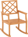 Teak Wood Rocking Chair Oversized Porch Rocker with Backrest and Slatted Seat