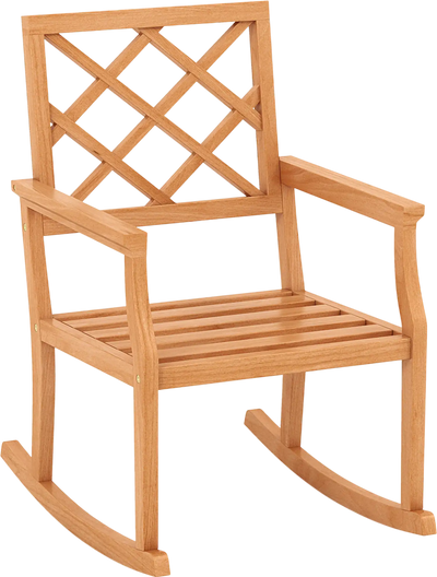 Costway Oversized Teak Wood Porch Rocking Chair with Backrest Slatted Seat 72849136 New