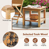 Teak wood square side table with open shelf, featuring thickened legs and a smooth surface for indoor or outdoor use.