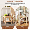 Teak wood square side table with open shelf, ideal for small spaces, suitable for indoor and outdoor use.