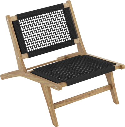 Costway Teak Wooden Indoor Outdoor Patio Dining Chair Handwoven Cordage Seat Backrest 51249768 New