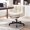 Teddy Plush Office Chair with Footrest and Adjustable Height for Home Office-White - Gallery View 1 of 11