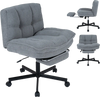 Teddy plush office chair in gray with adjustable height, reclining footrest, and ergonomic design for comfort and support.