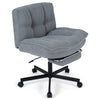Teddy plush office chair in gray features an adjustable height, reclining backrest, and extendable footrest for comfort.