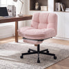 Teddy Plush Office Chair with Footrest and Adjustable Height for Home Office-Pink - Gallery View 1 of 11