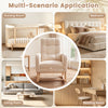 Beige Teddy Upholstered Rocking Chair with retractable footrest, ideal for nursing, reading, or relaxing in any room.