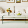 Clear tempered glass coffee table with minimalist design, perfect for living room or office use, showcasing elegant.