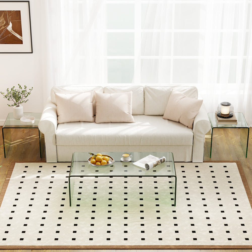 Tempered glass coffee table set featuring a clear coffee table and two end tables, ideal for minimalist living room.
