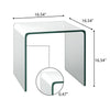 Clear tempered glass coffee table with U-frame design, suitable for living room or office use, and easy to clean.