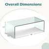 Tempered glass coffee table with overall dimensions of 40” x 19.5” x 13.5”, ideal for modern living spaces.