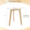Round tempered glass end table with solid rubber wood legs, 21" diameter, 24.5" height, suitable for living room or.
