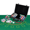 Texas Holdem poker chip set with 400 high-quality chips, aluminum case, cards, and poker felt for game nights.