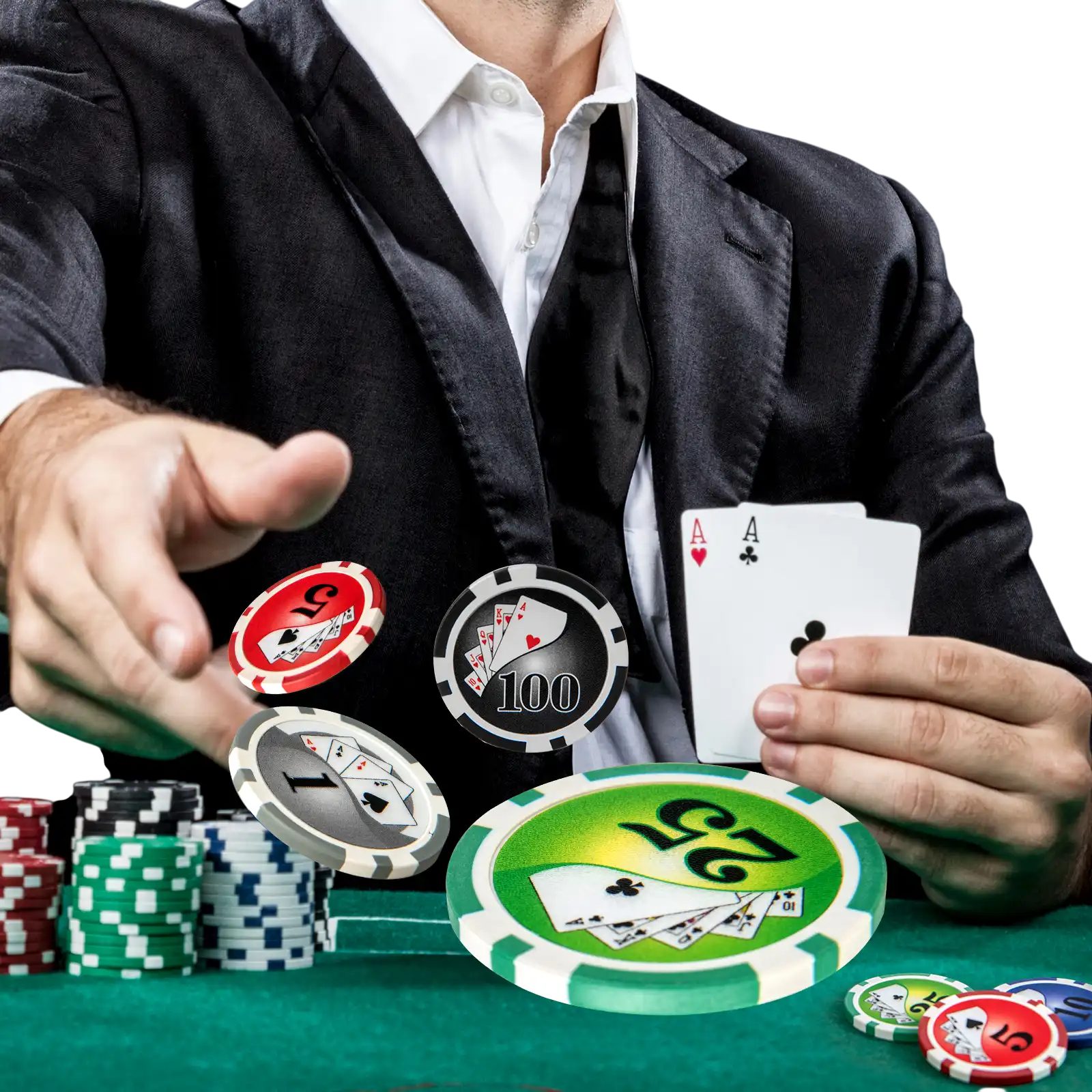 Costway Texas Holdem Poker Chip Set 300-Piece Black 259367481 New