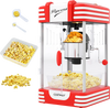 Theater style countertop popcorn maker in red with stainless steel kettle, perfect for quick and delicious popcorn at.