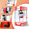 Theater style countertop popcorn maker in red with stainless steel kettle, featuring a convenient crank and anti-slip.