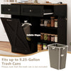 Tilt-out trash can cabinet in black with adjustable shelves, designed for 9.25-gallon cans, ideal for kitchen.