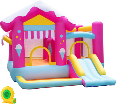 Costway 5-in-1 Inflatable Bounce House Tunnel 680W Blower Kids 3-12 49347879 New