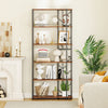 6-Tier Bookshelf Modern Geometric Bookcase with Heavy-duty Metal Frame and Anti-tipping Kits-Rustic Brown - Gallery View 1 of 9