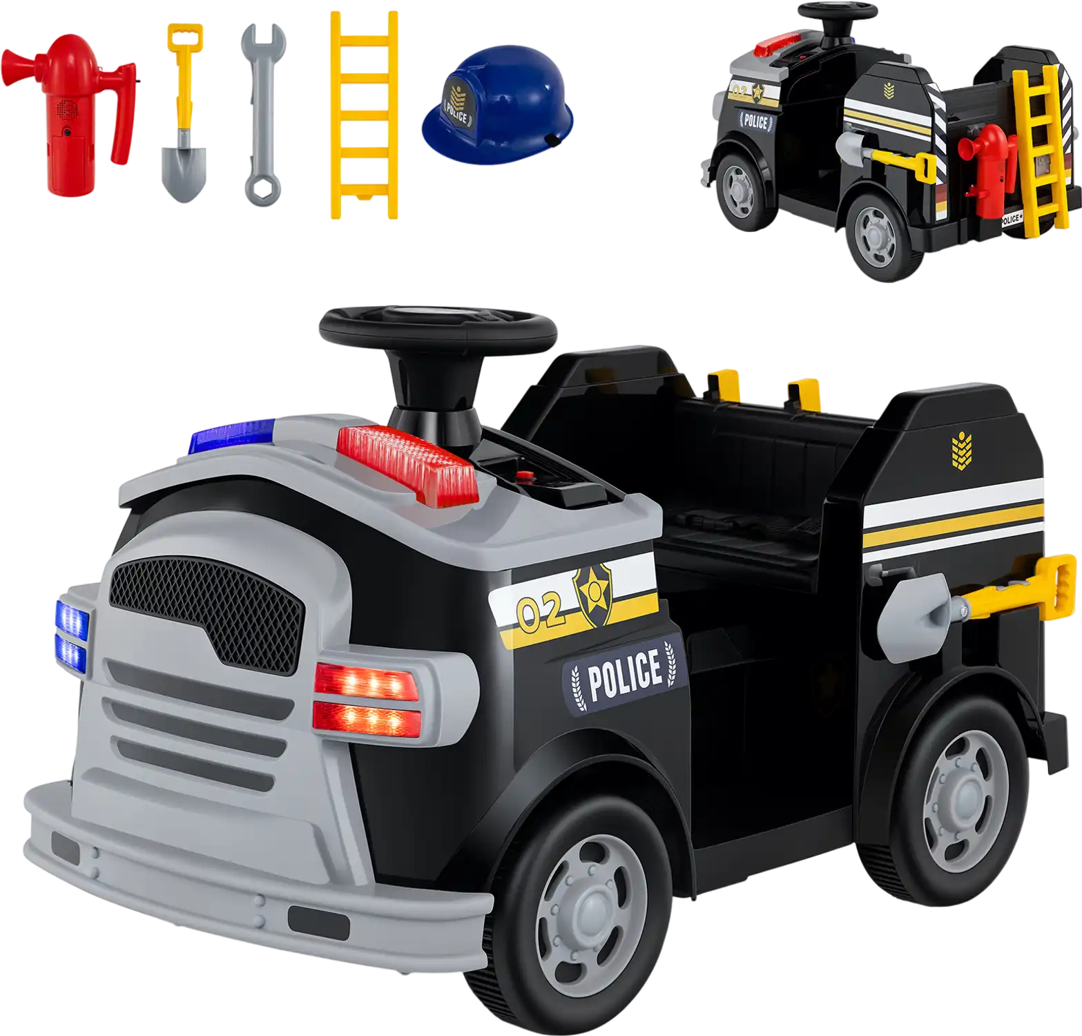 Costway 12V Toddler Fire Truck Ride On Toy Car w/ Shovel & Wrench 764831952 New