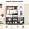 Kids kitchen playset showcasing ample storage space with cabinets and open shelves for organizing play food and.