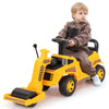 Toddler ride-on car in yellow with adjustable roller, under-seat storage, and comfortable seat for kids' playtime.