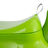 Close-up of the green toddler ride-on toy car featuring a smooth surface and storage compartment for fun and safety.